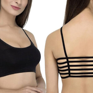 Trendy Black Strappy Back Padded Bralette – Seamless and Stylish